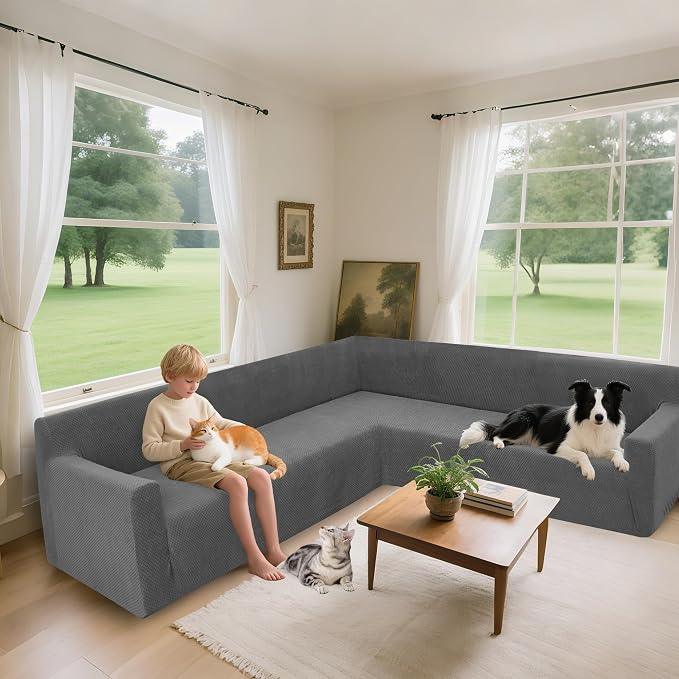 Arfntevss Stretch Sectional Couch Covers L Shaped Corner Sectional Sofa Cover - Image 2