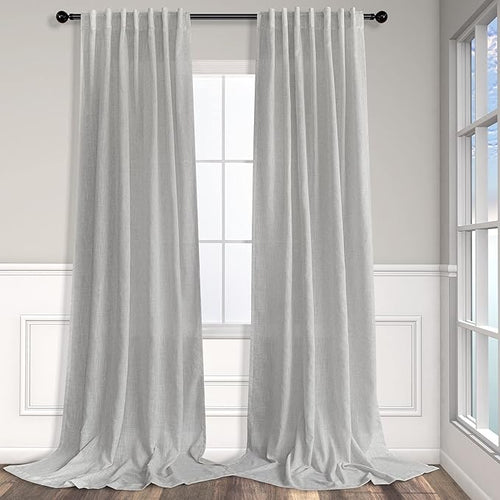60 Inch Wide Curtains Grey for Living Room 2 Panels Set Back Tab Pocket Drape - Image 2