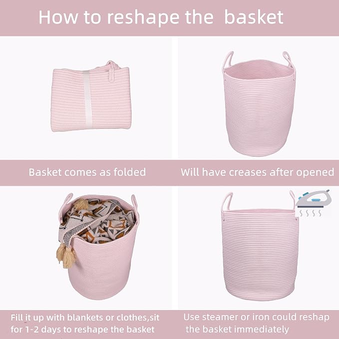 XUANGUO Cotton Rope Laundry Basket Hamper - Image 7