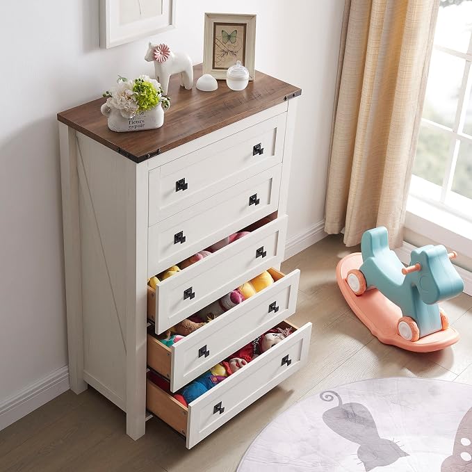 T4TREAM Farmhouse 5 Drawers Dresser Chests - Image 8