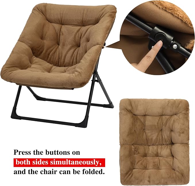 Comfy Saucer Chair for Adults, Soft Faux Fur Bedroom Chair, Accent Dorm Chairs - Image 7