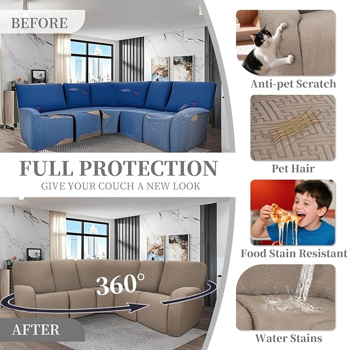 100% Waterproof Sectional Recliner Couch Covers - Image 6