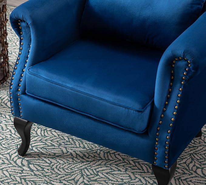 Mid Century Modern Accent Chair Upholstered Armchair Comfy Velvet Fabric Single - Image 5