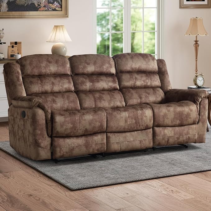 EBELLO Reclining Sofa for Living Room, Extra Wide Modern Overstuffed 3 Seat by EBELLO