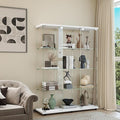 Display Cabinet with Glass Door and Lock, 4-Shelf Curio Cabinets with 5mm by glassdisplaycabinet
