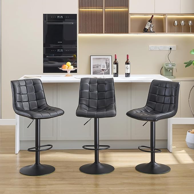 FIRAVOE Bar Stools Set of 3, Adjustable Counter Height Barstools 24"-33" - Image 8