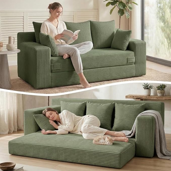 Oversize Loveseat Boneless Convertible Sofa Bed, Folding Floor Futon Sleeper by Unknown