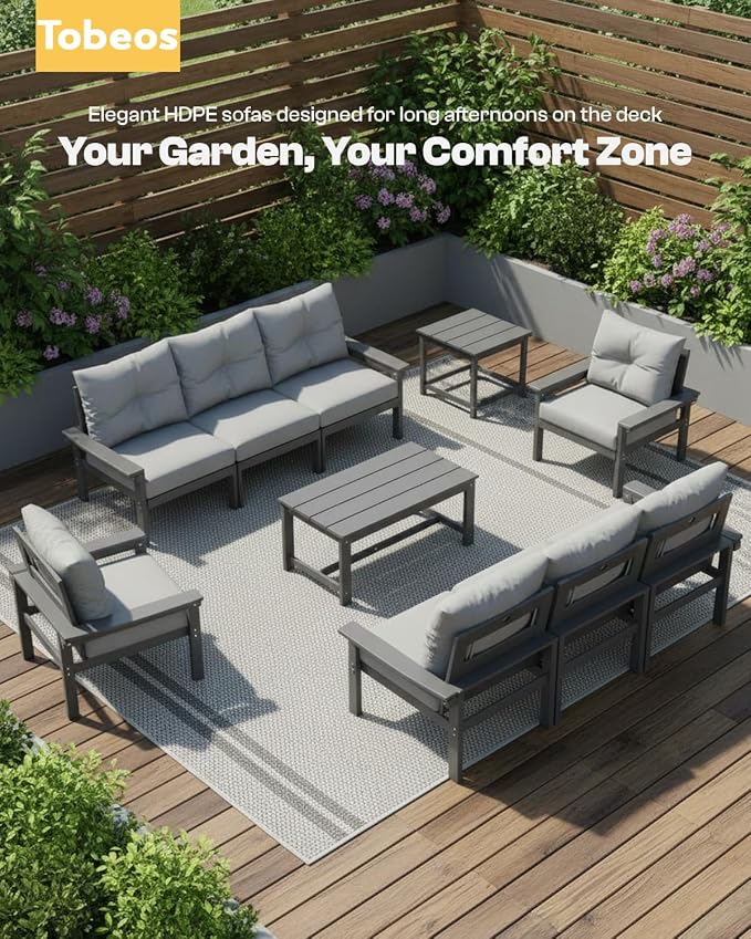 HDPE 4 Piece Patio Furniture Set, All-Weather Outdoor Couch - Image 9