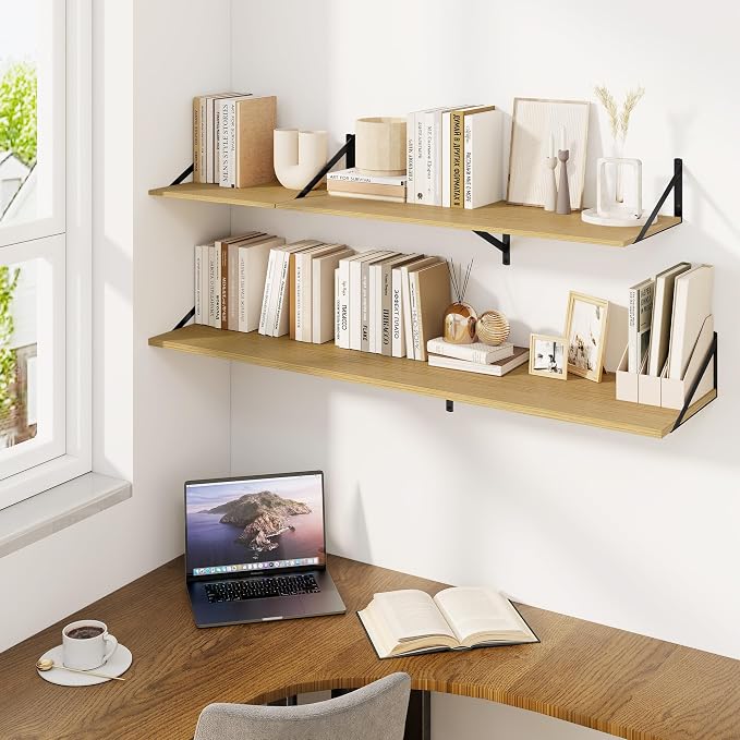Fun Memories Floating Shelves for Wall, 12 Inch Deep Floating Shelves Set of 2 - Image 6