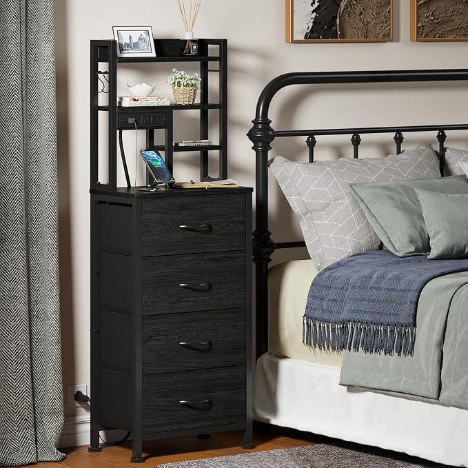 Furnulem Tall Nightstand, LED Night Stand - Image 7