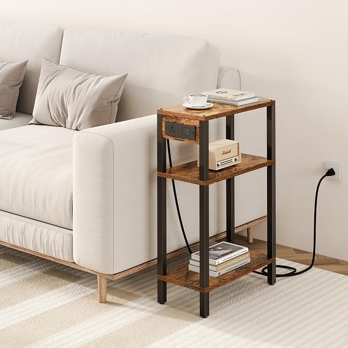 TUTOTAK Narrow Side Table with Charging Station, Small End Table with USB Ports - Image 2