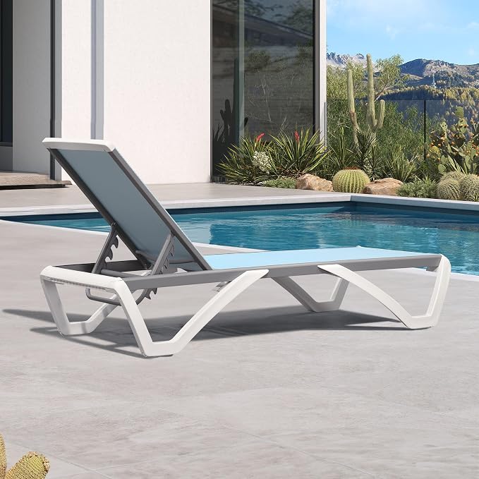 PURPLE LEAF Patio Chaise Lounge Chair Outside Aluminum Plastic Stackable - Image 3