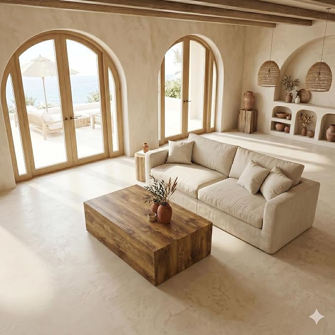 Coffee Table Living Room Table, Faux Marble Coffee Tables, Modern Wood Coffee - Image 7