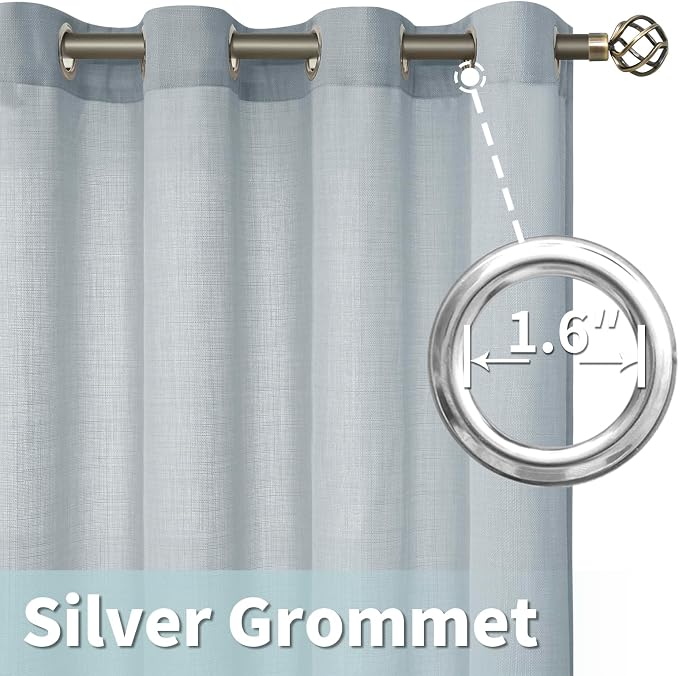 LAMIT Faux Linen Curtains for Bedroom, Light Filtering Panels, Grommet Privacy - Image 5