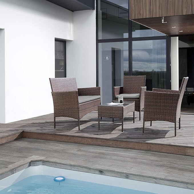 Homall 4 Pieces Outdoor Patio Furniture Sets Rattan Chair Wicker Set, Outdoor - Image 3