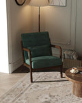 Garvee Mid-Century Modern Accent Chair, Chenille Upholstery, Solid Wood Armchair by Garvee