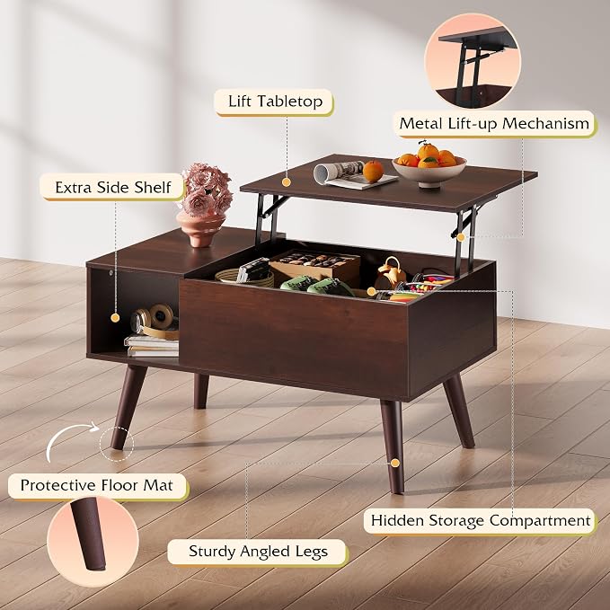 WLIVE Coffee Table for Living Room, Small Coffee Table - Image 6