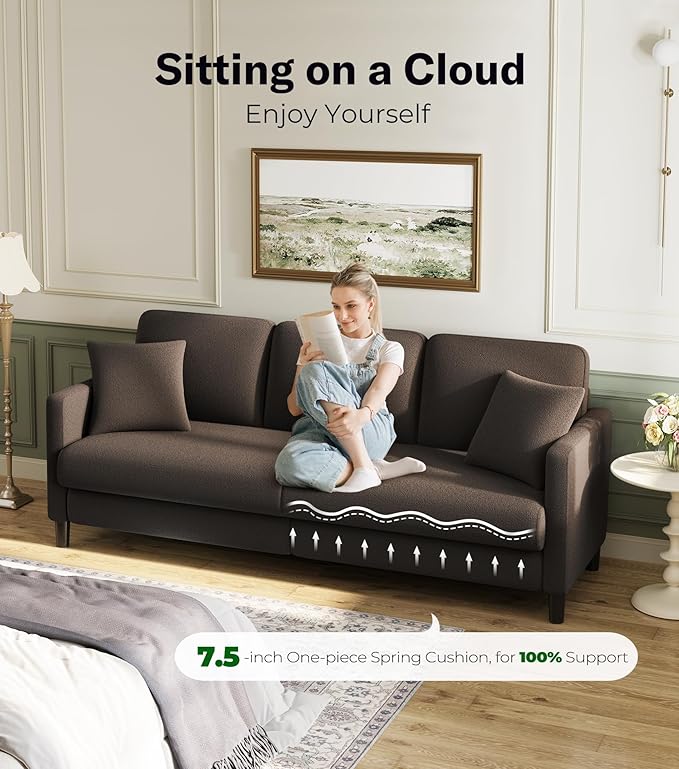 Welzona 83" Couches for Living Room, Teddy Sofa Couch, Comfy Sofas for Living - Image 3