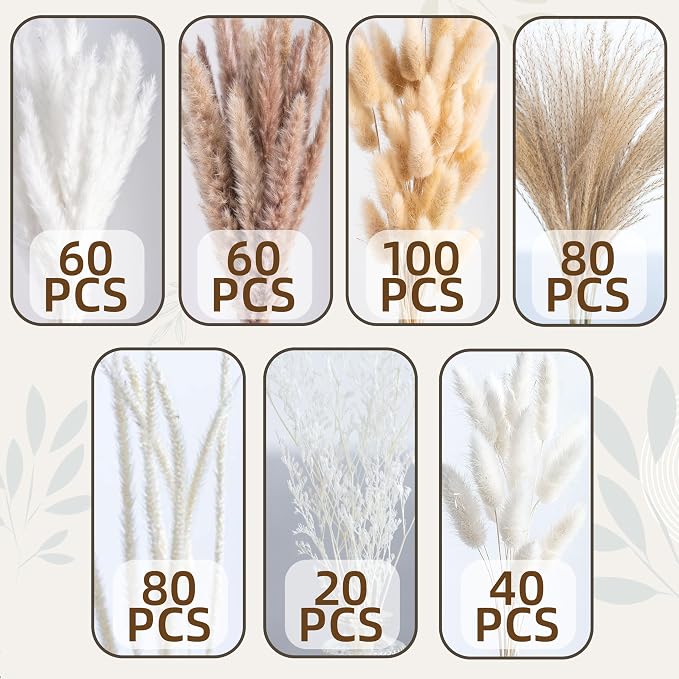 440PCS Natural Pampas Grass Mix Bouquet | Dried Pampas Bouquet - Image 6