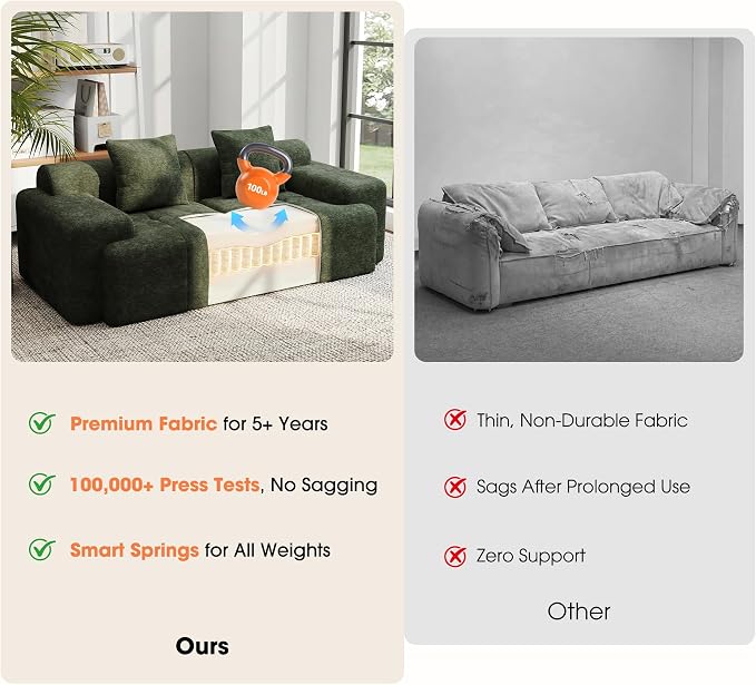 83.5" Boneless Loveseat with Ottoman, Cloud Comfy Couches - Image 4