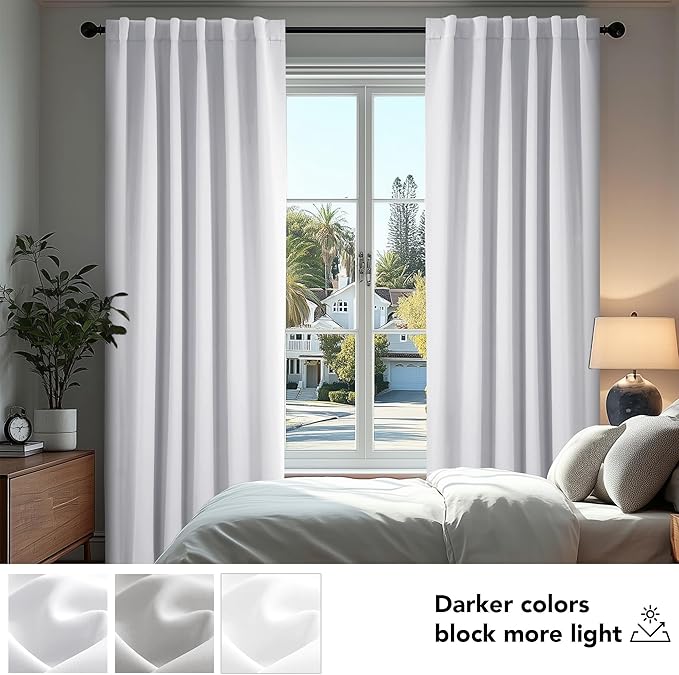 Deconovo Blackout Curtains, Thermal Insulated, W42 x L45 2 Panels, Back Tab - Image 4
