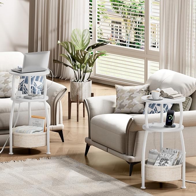 Round Side Table, 3-Tier End Table - Image 7