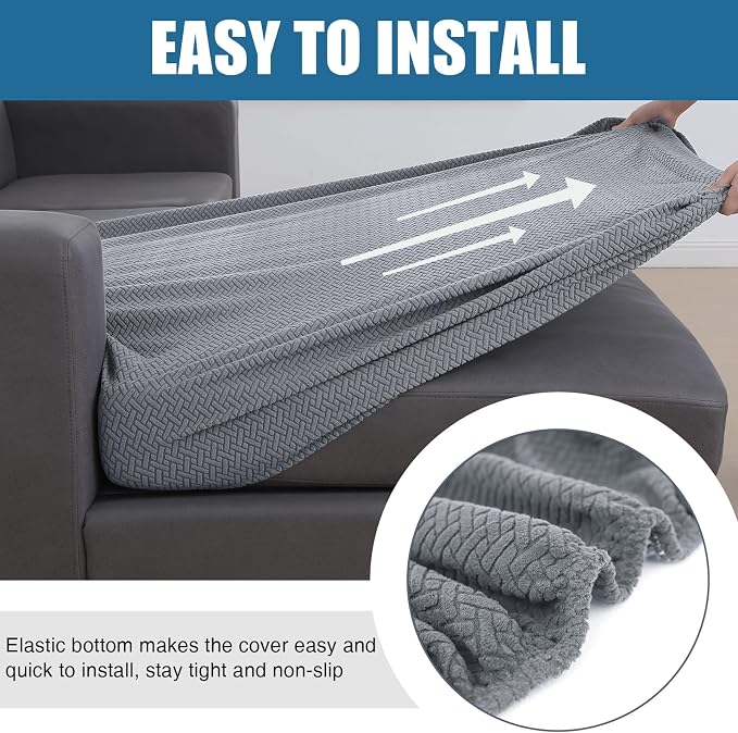 Smiry Waterproof Couch Cushion Covers, Stretch Jacquard Sectional Couch Covers - Image 4