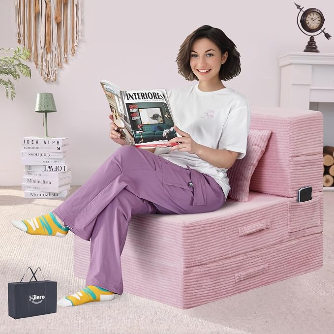 Folding Sofa Bed, 4 in 1 Convertible Sleeper Chair by HILEROSinkintoComfort