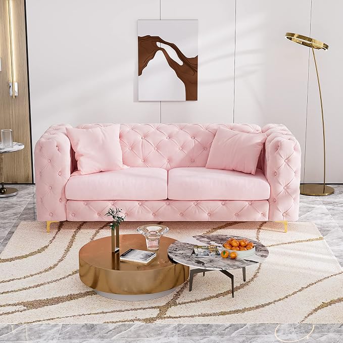 DAMAIFROM 75" Sofa Couch Mid Century Modern Velvet Couch Tufted Button Sofa - Image 3