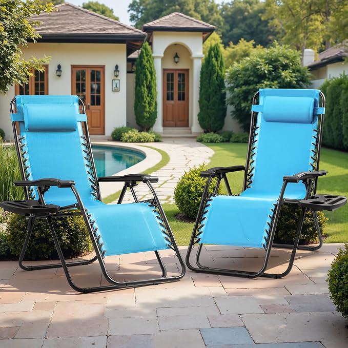 Devoko Patio Zero Gravity Chair Outdoor Folding Adjustable Reclining Chairs - Image 2