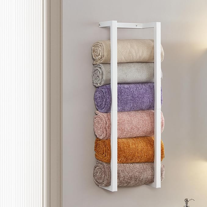 Towel Rack for Rolled Towels, Towel Rack for Bathroom, Wall Mounted Metal by Roeveca