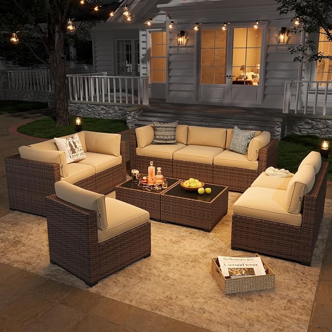 Aoxun Patio Furniture Sets, 10-Piece Outdoor Patio Furniture - Image 3