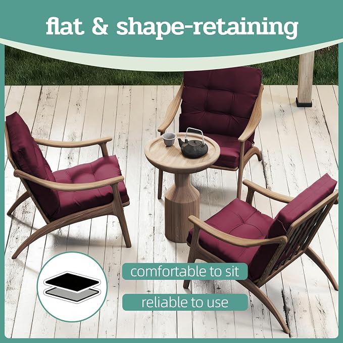 Outdoor Chair Cushion, High Back Soft Seat Pad - Image 7