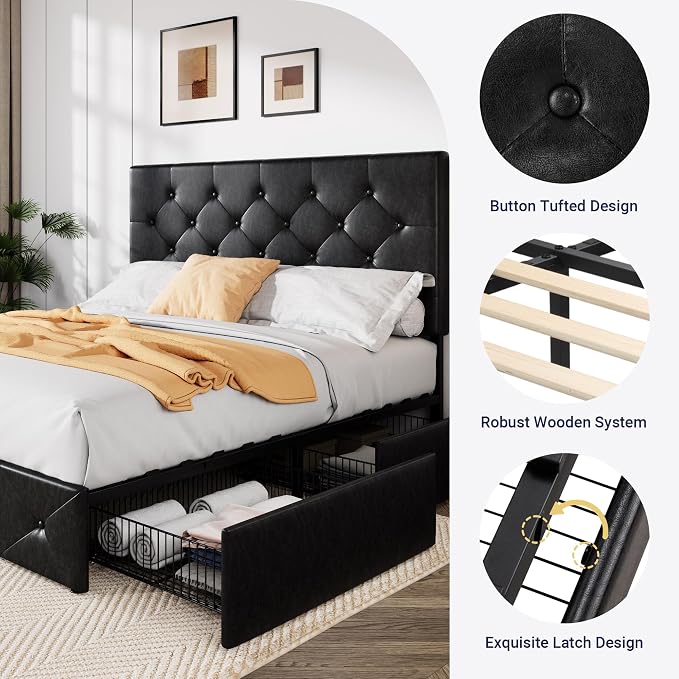 Allewie Upholstered Queen Size Platform Bed Frame - Image 6