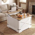 Giantex Farmhouse Lift Top Coffee Table, 31.5" Square Wood Center Table by Giantex
