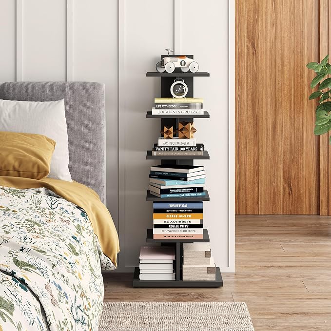 TUTOTAK Narrow Bookshelf, 6-Tier Bookcase, Spine Book Shelf - Image 6