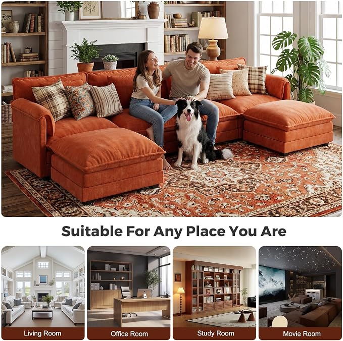 ELUCHANG Oversized 150" Modular Sectional Sofa, Comfy Cloud Couch, U Shaped - Image 3