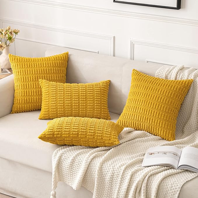 MIULEE Pack of 2 Corduroy Decorative Throw Pillow Covers 12x12 Inch Soft Boho - Image 4