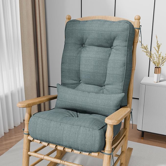 Rocking Chair Cushions with Pillow, Waterproof and Fade-Resistant Thicken by Aofeite