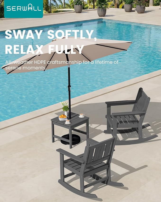 SERWALL Outdoor Rocking Chair Set of 2 - Image 9