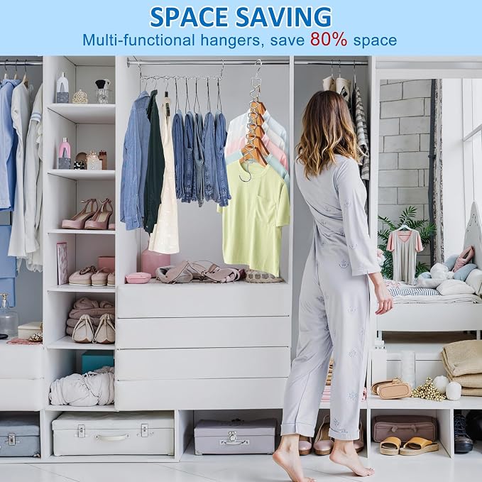 12 Pack Space Saving Hangers for Clothes, Sturdy Metal Hangers Heavy Duty Magic - Image 5