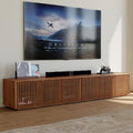 POVISON Full Assembled Mid Century Modern TV Stand, Wood Slatted Media Console by POVISON