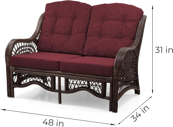 Malibu Lounge Loveseat Sofa Natural Rattan Wicker Handmade Design - Image 2