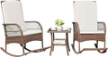 Greesum 3 Piece Outdoor Wicker Rocking Chairs Patio Furniture Set by BuynowfromGreesum