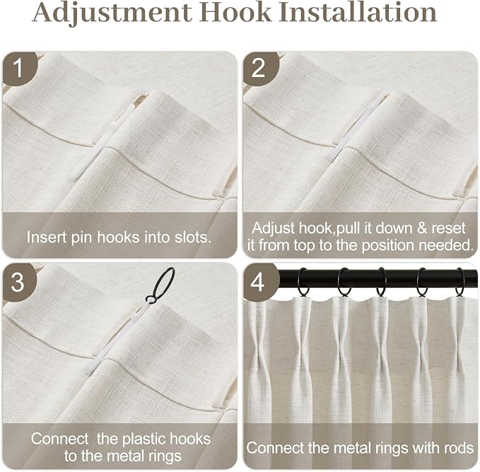 Pinch Pleated Linen Curtains 96 Inches Long - Image 8