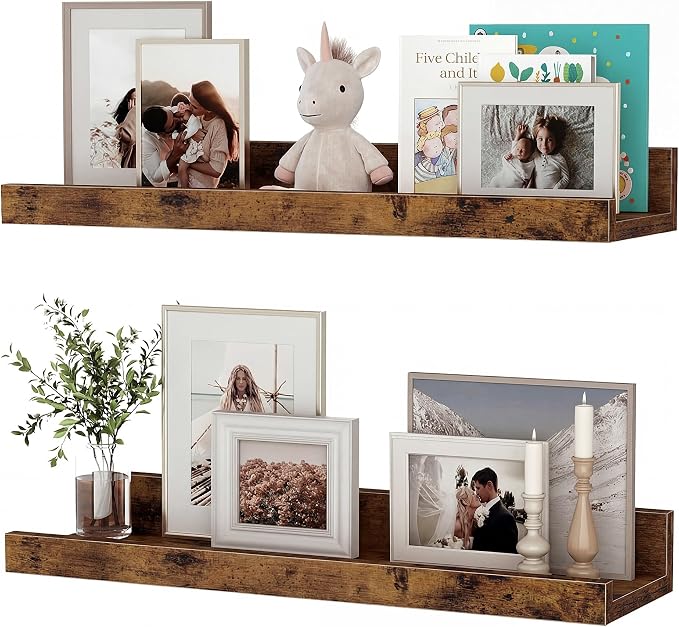 Floating Shelves for Wall, 16 inch Wood Floating Shelves Set of 2, Picture by Unknown