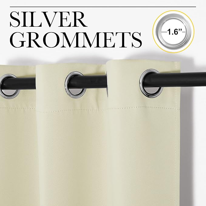 NICETOWN Beige Room Darkening Curtains 108" Long - Image 3