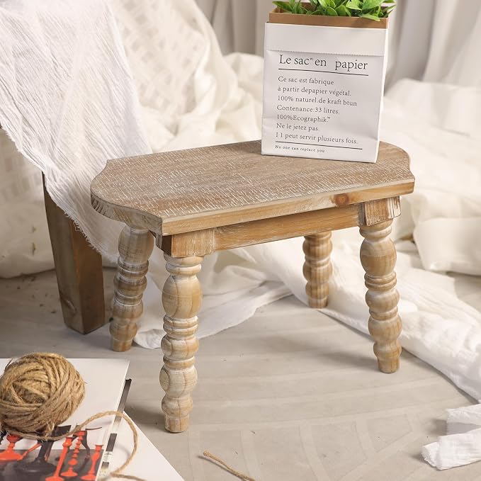 dwellington Wooden Bathroom Wood Foot Stool - Image 2
