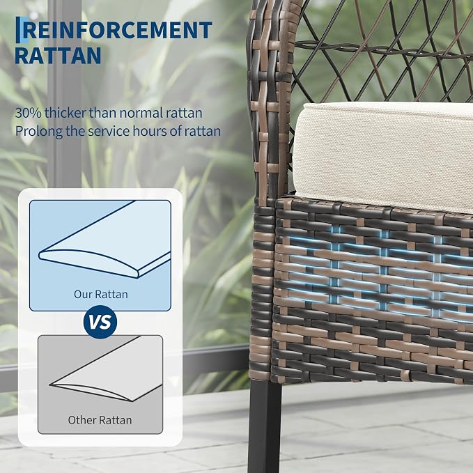 3 pcs Outdoor Rocking Bistro Set, Wicker Rocking Bistro Set - Image 3