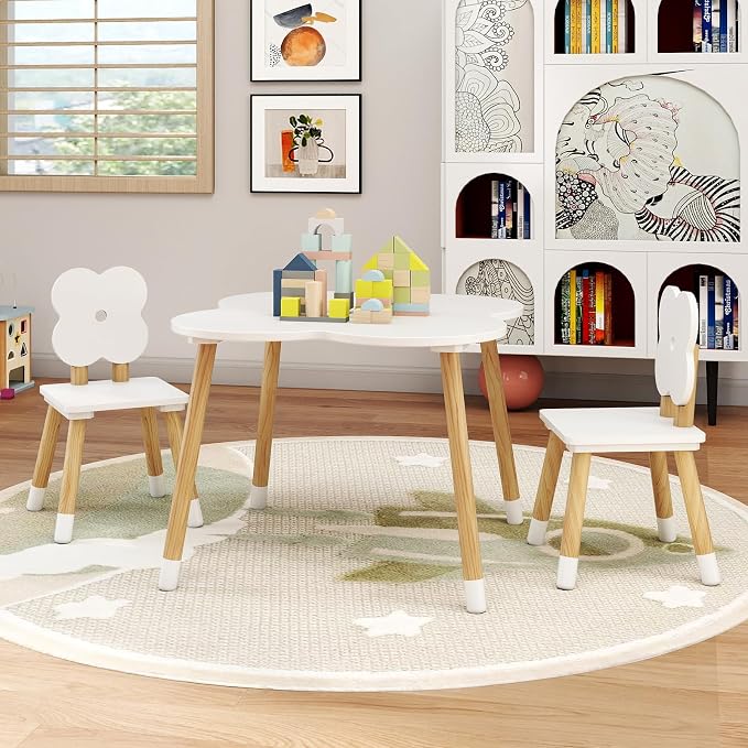 Costzon Kids Table and Chairs, Wooden Toddler Desk Set - Image 2